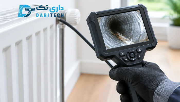 کاربرد دوربین آندوسکوپی برای بازرسی داخل لوله‌های پکیج و رادیاتور بدون نیاز به دمونتاژ کامل