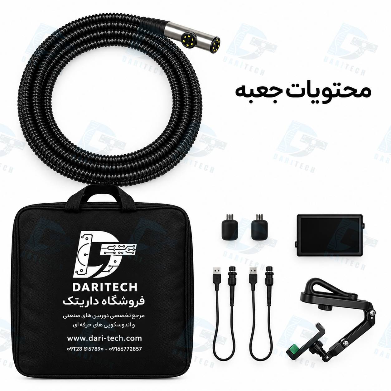 دوربین شلنگی آندوسکوپی صنعتی 10 متری 2 لنز